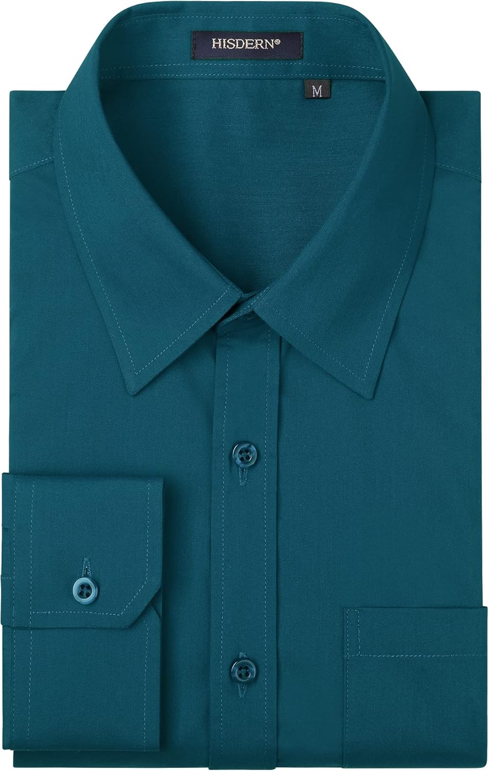 HISDERN Men's Formal Dress Shirt Long Sleeve Business Causal Button Down Regular...