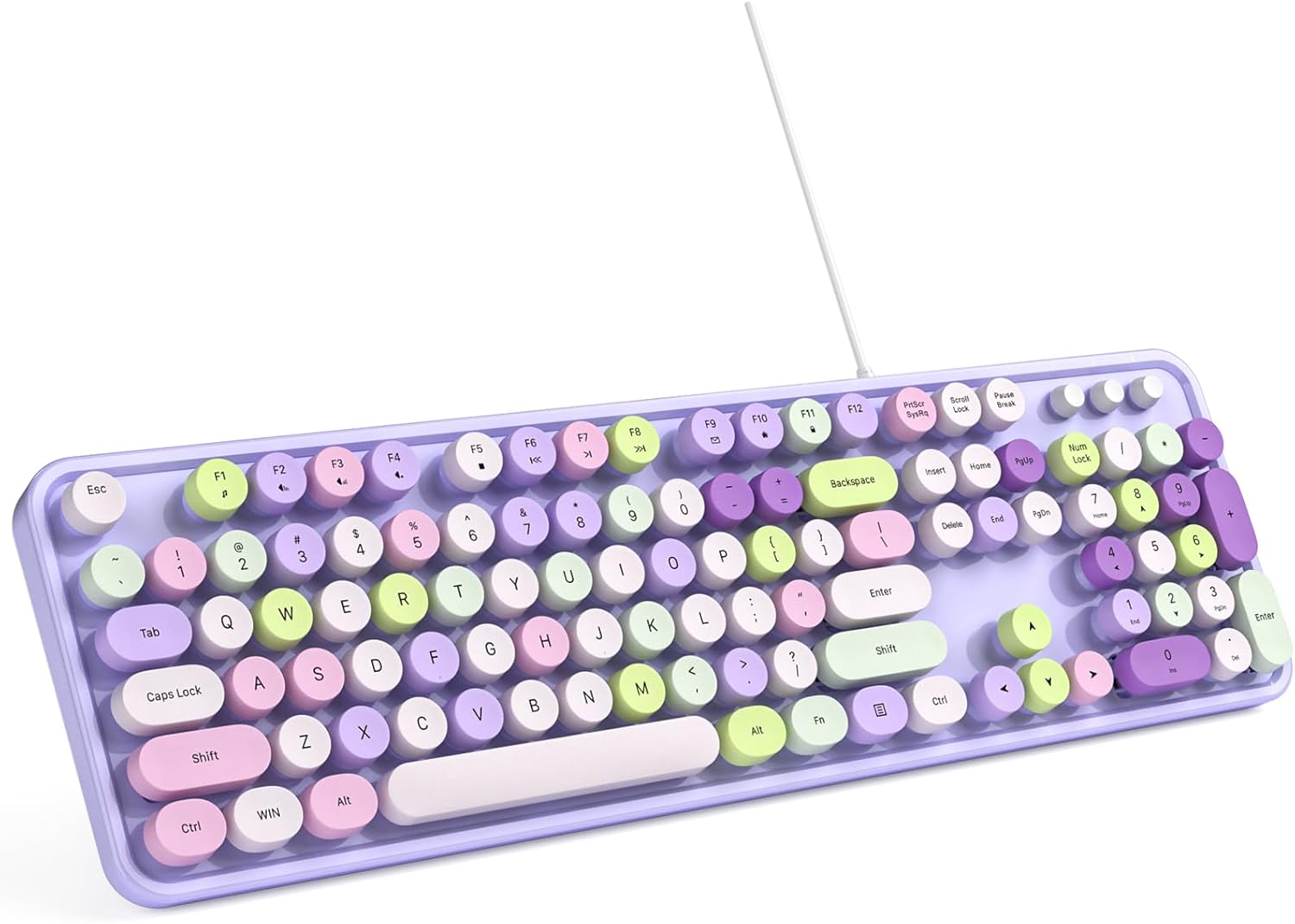Computer Keyboard Wired, Plug and Play USB Retro Round Typewriter Keyboard, Full...