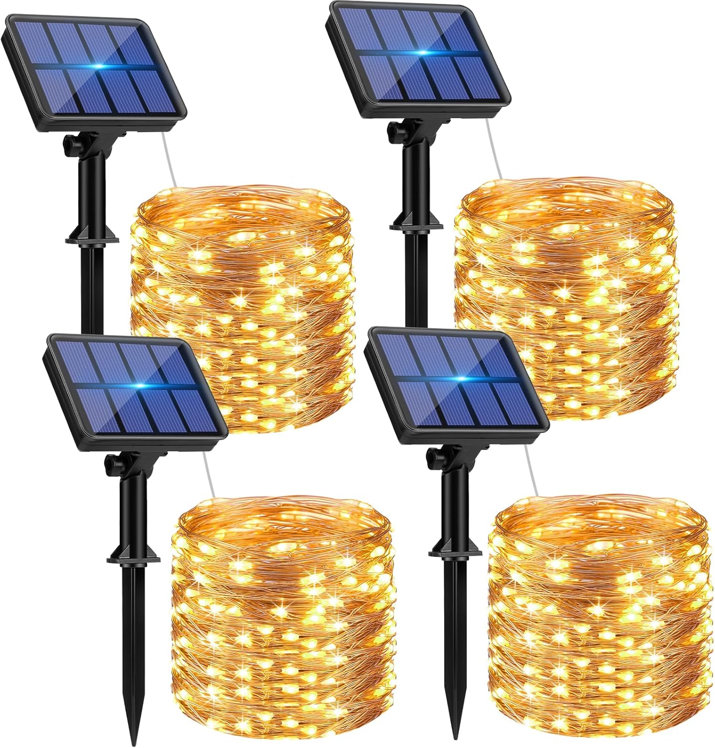 4 Pack Solar String Lights Outdoor - 320LED 132FT Solar Fairy Lights Waterproof...