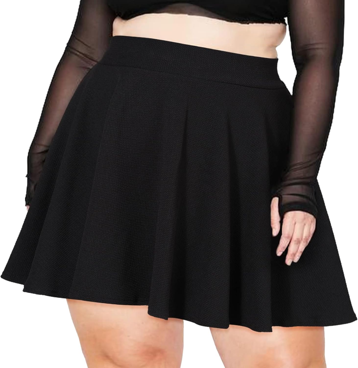 Moon Wood Women's Plus Size Skater Skirt, Special Mini Skirt with High Waisted F...