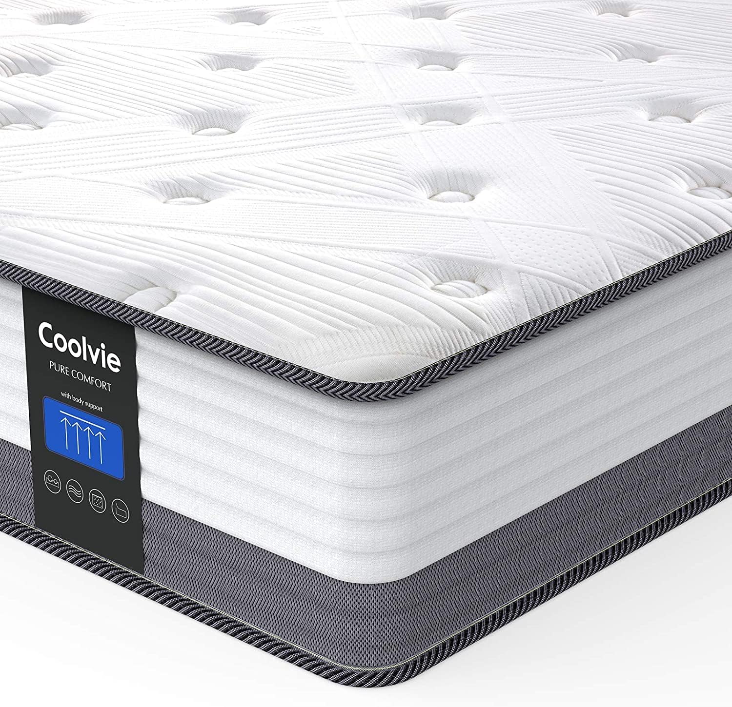 Coolvie 10 Inch Twin XL Mattress, Twin XL Hybrid Mattress, Low Motion Transfer &...