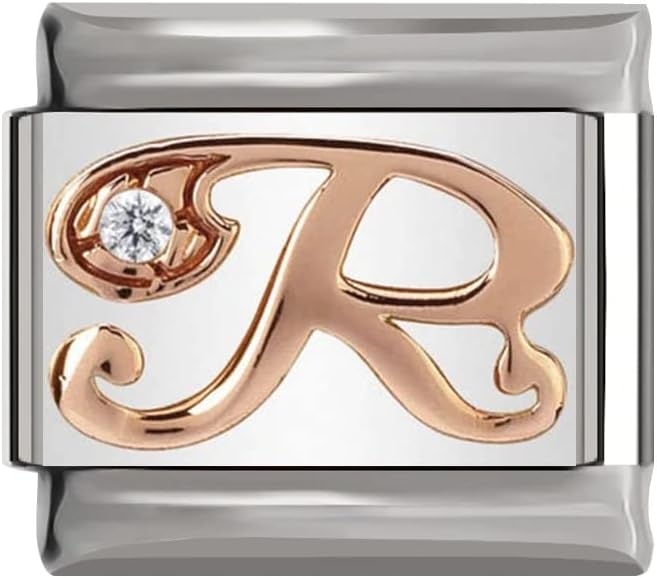Italian Charms, Elegant Rose Gold Charm Link, Special Charm for Letter A-Z, UK S...