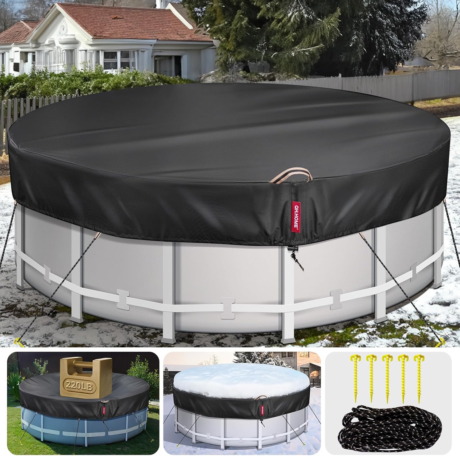 18 Ft Round Winter Pool Covers for Above Ground Pools - [634N Strong Tear Resist...