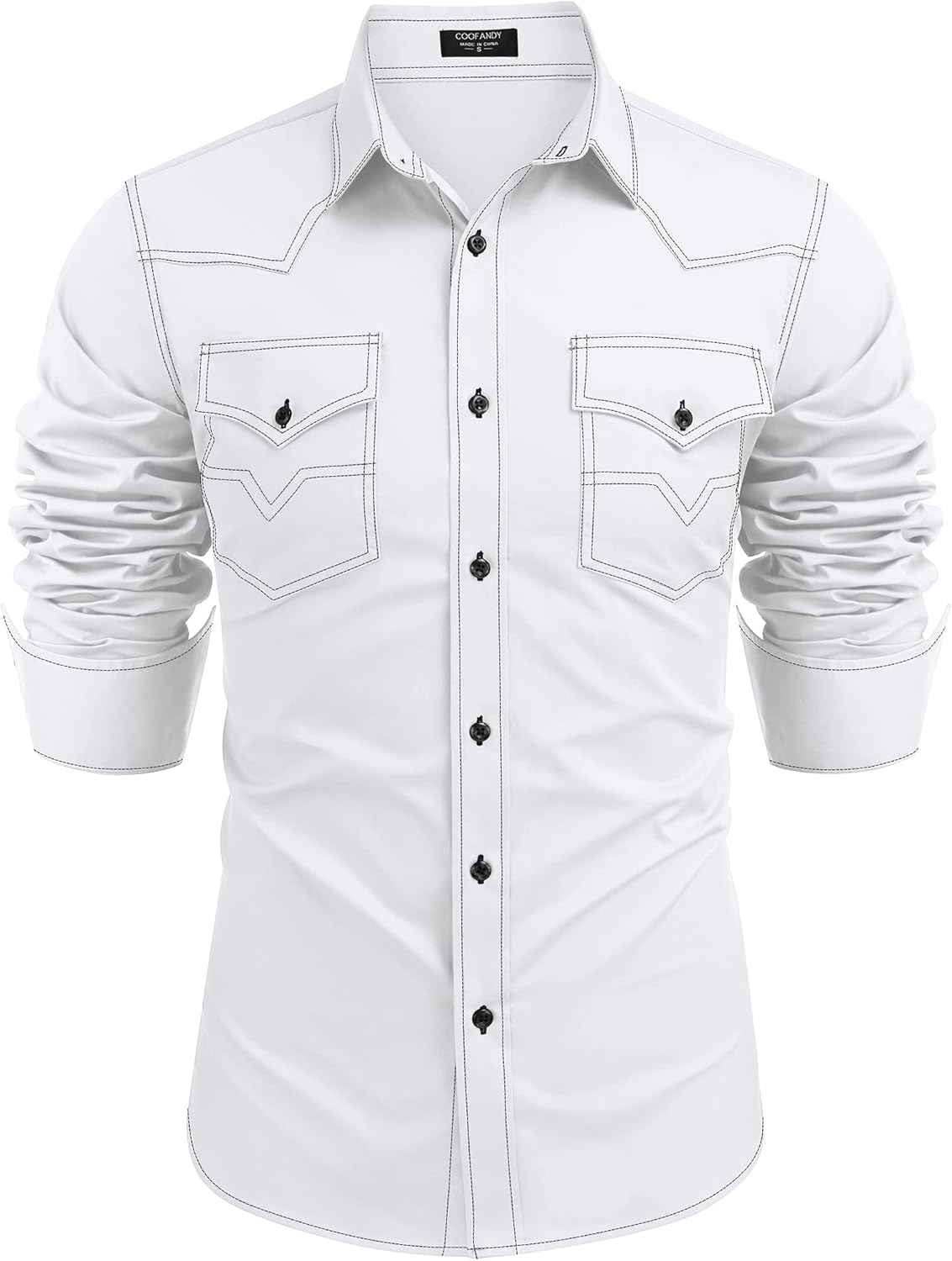 COOFANDY Men's Western Cowboy Shirts Long Sleeve Cotton Casual Button Down Work...