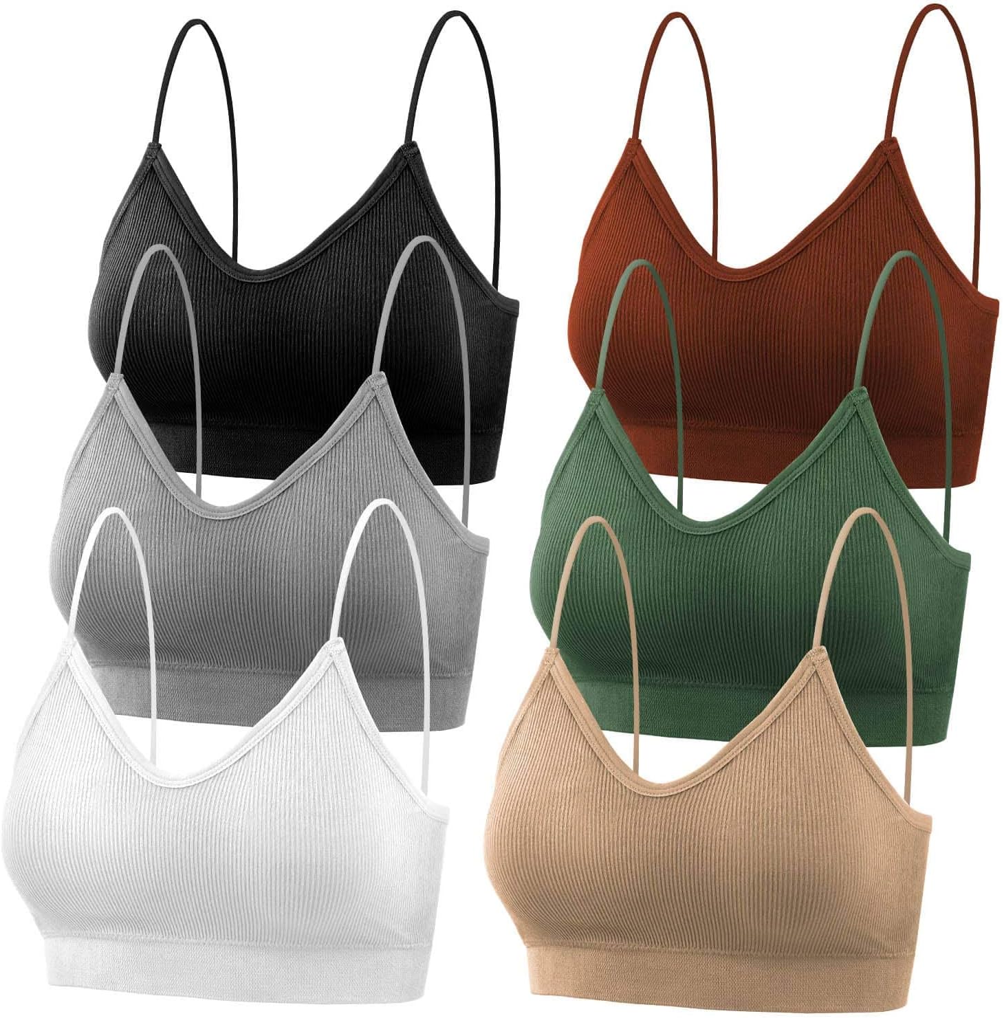 selizo Padded Bralettes for Women, 6 Pcs Sports Bras for Women Pack, V Neck Cami...