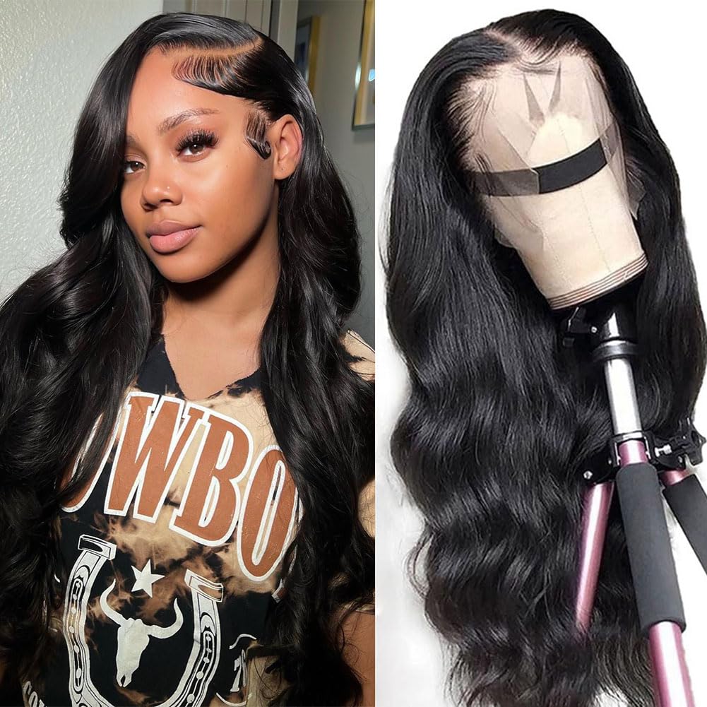 Body Wave Lace Front Wigs Human Hair Pre Plucked 13x4 HD Transparent Lace Fronta...