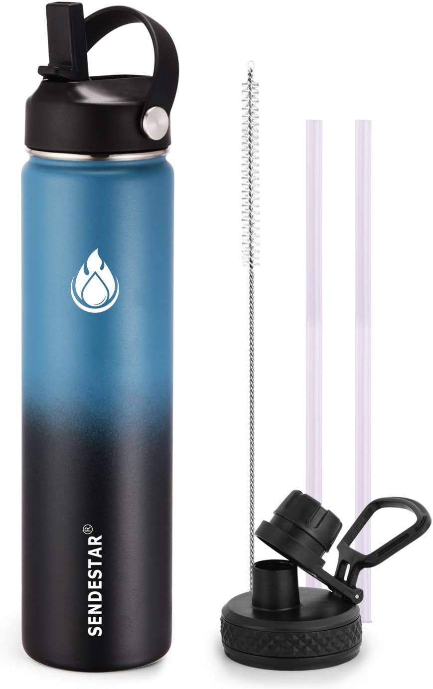 SENDESTAR Water Bottle 24oz Double Wall Vacuum Insulated Leak Proof Stainless St...