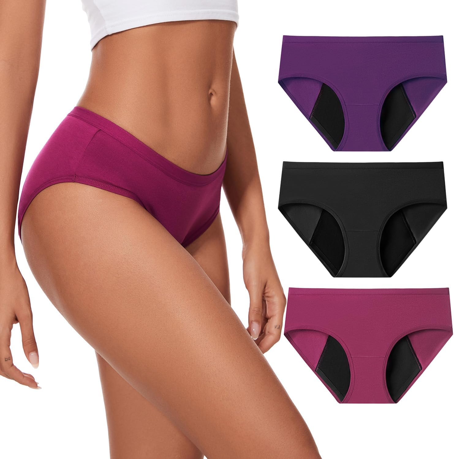 No-side-leaks Leakproof 2.0 Heavy Flow Period Underwear for Women Large Multicol...