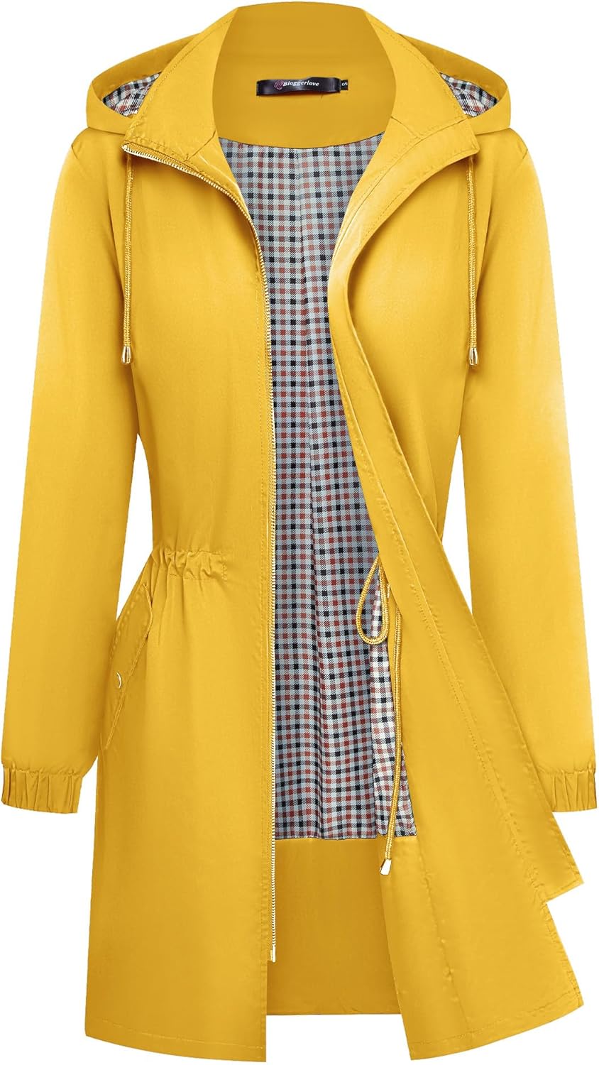 Bloggerlove Rain Jacket Women Lightweight Raincoats Outdoor Waterproof Windbreak...