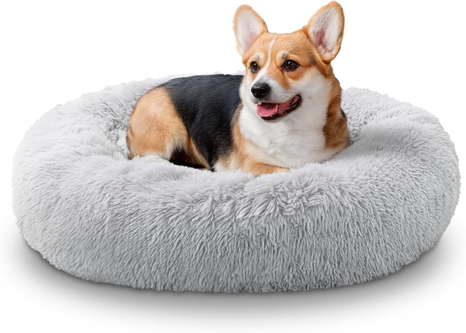 SunStyle Home Donut Dog Bed,Calming Round Dog Cat Bed Machine Washable, Soft and...