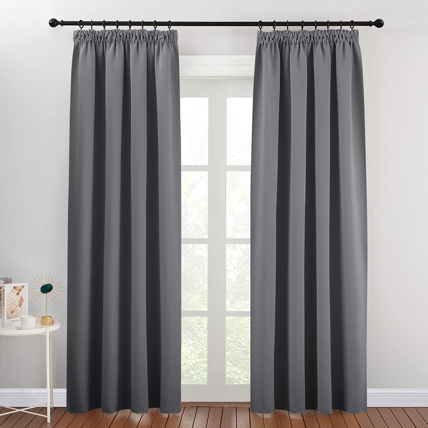 PONY DANCE Pencil Pleat Door Curtain, Special Blackout Curtain with Thermal Insu...