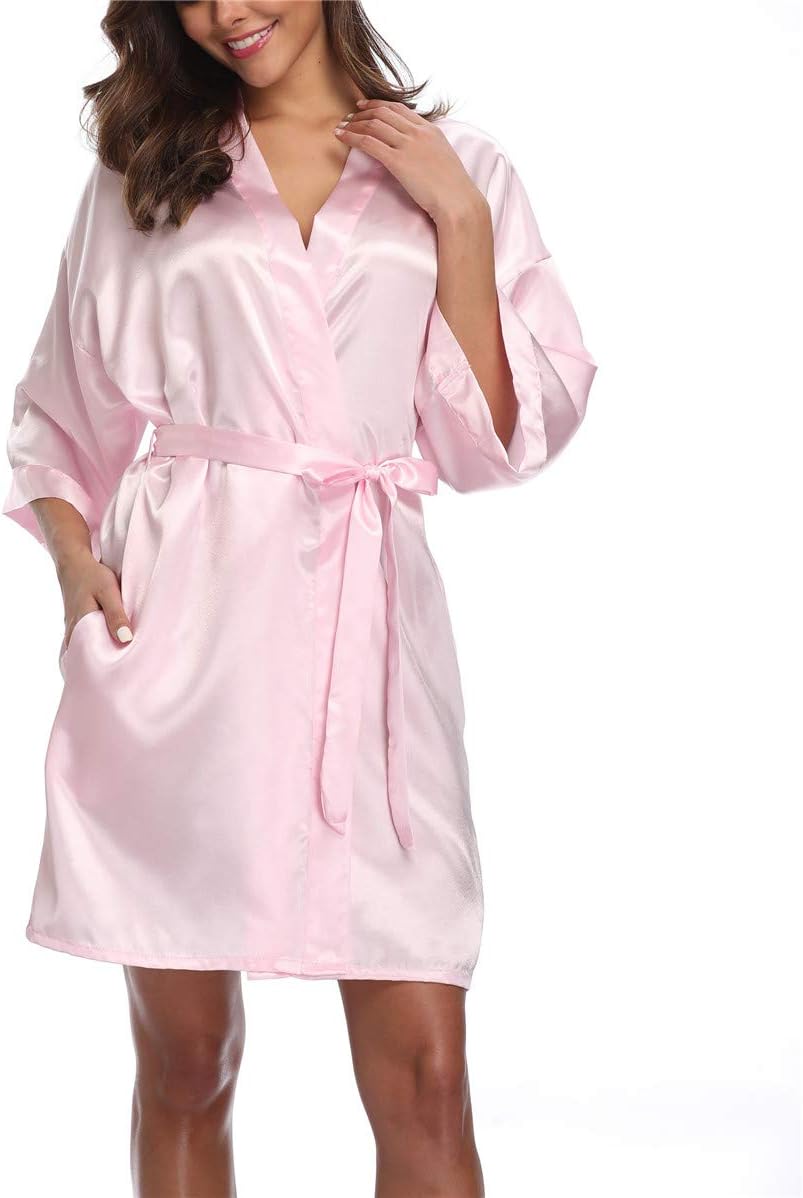 Women's Satin Kimono Robes Bridesmaid Wedding Robes Silky Bathrobes Summer Loung...
