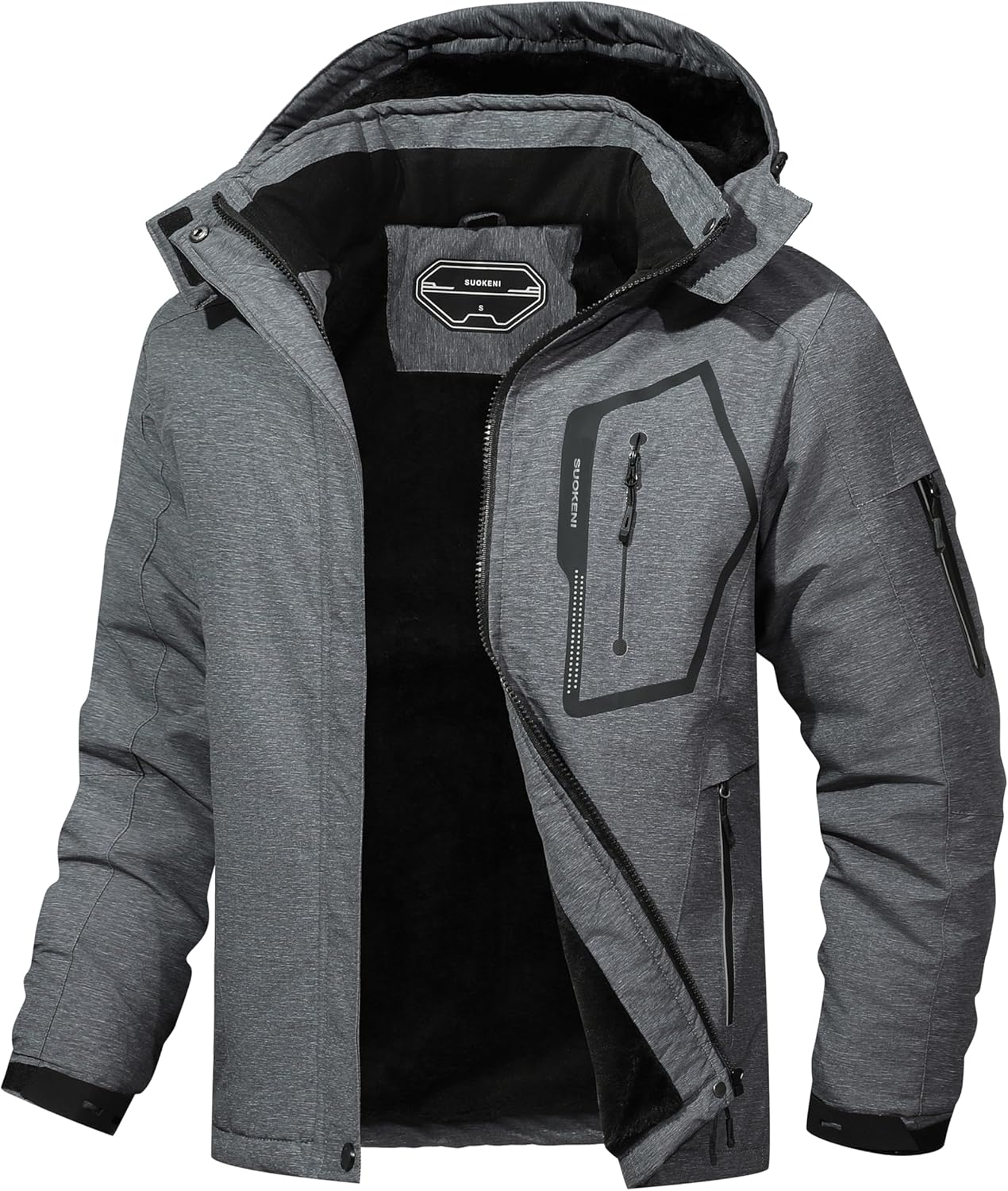 Men's Ski Jacket Winter Warm Snow Coat Waterproof Windbreaker Hooded Work Outerw...