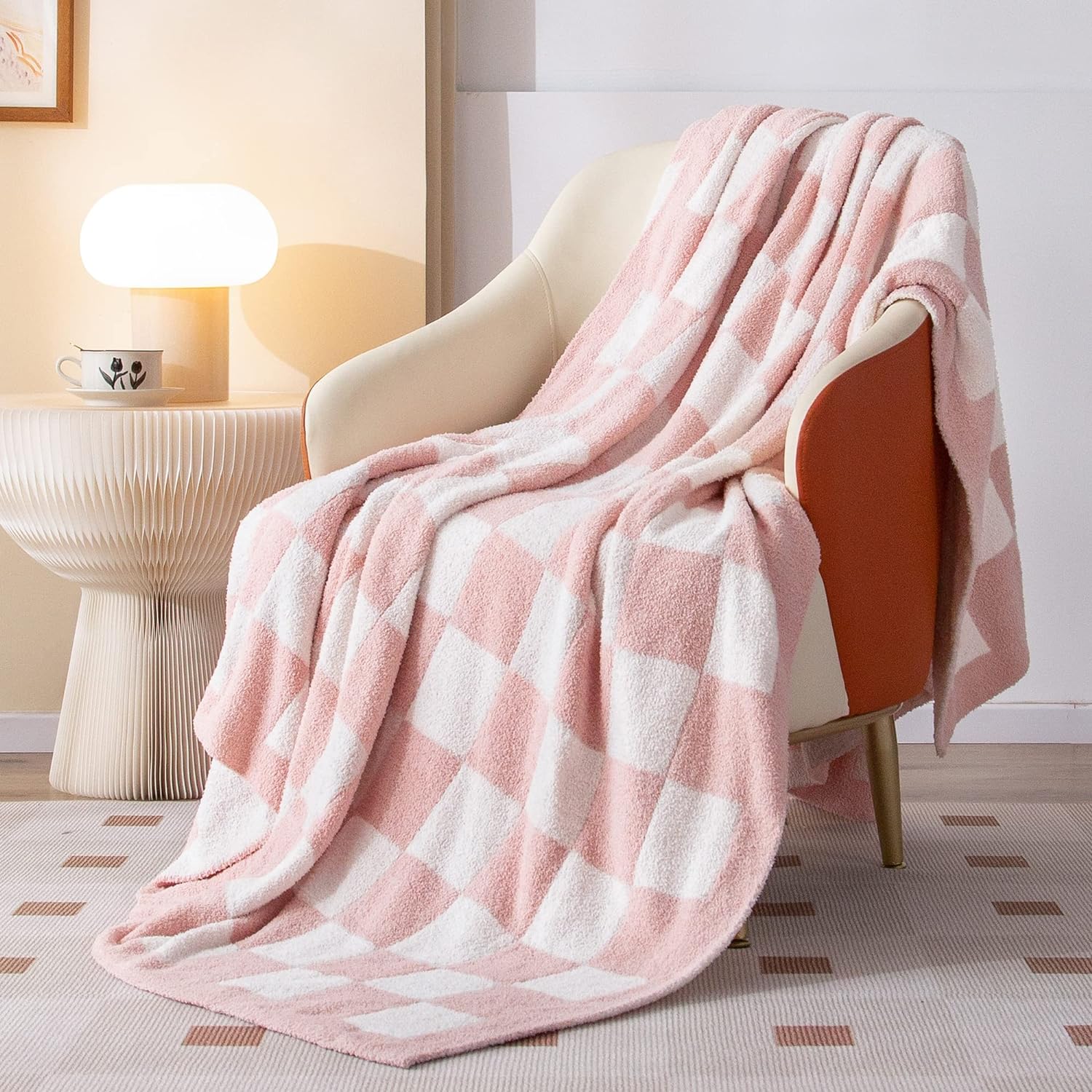SeaRoomy Checkered Throw Blanket, Ultra Soft Microfiber Knit Throw Blanket, Cozy...