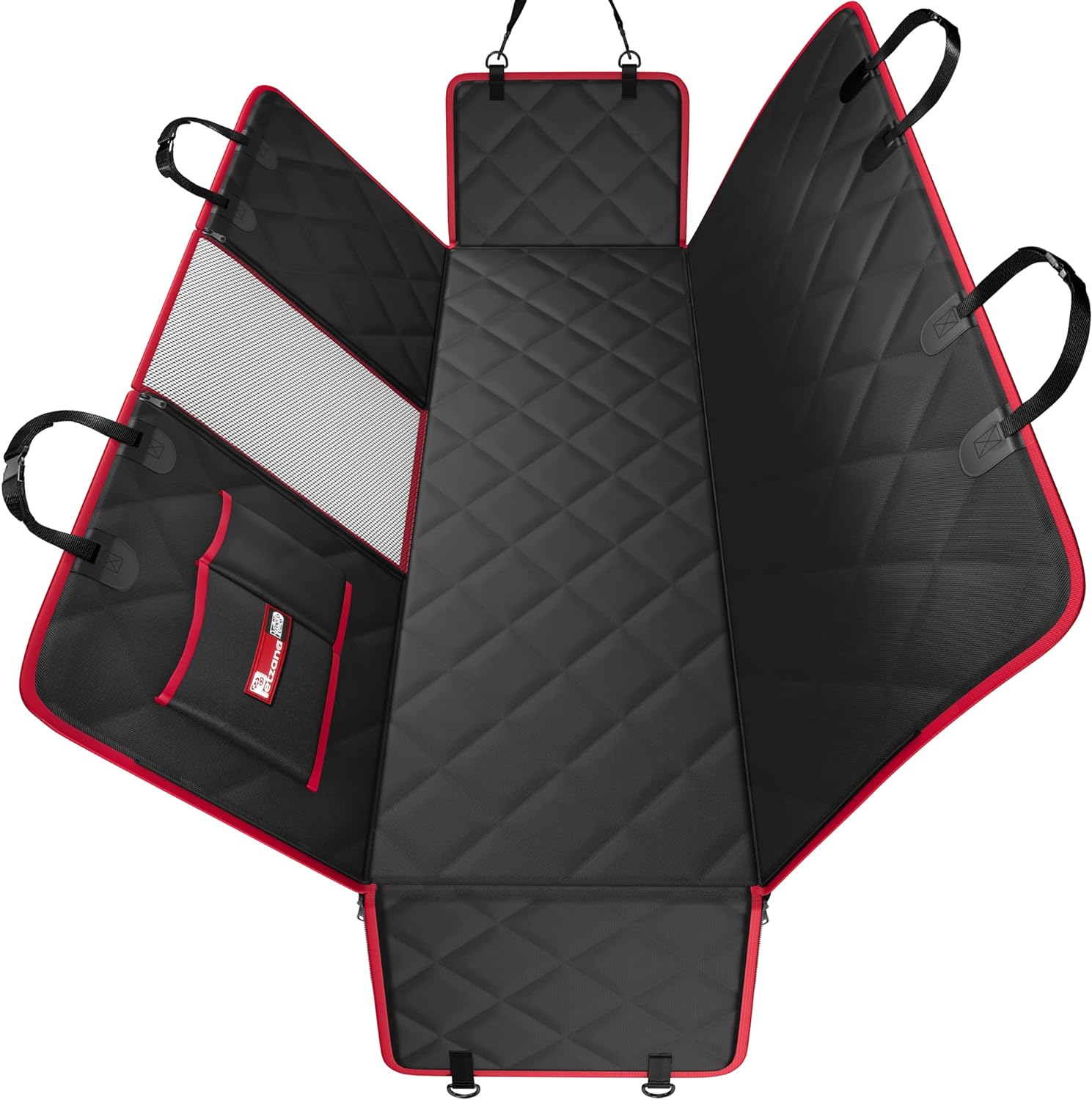 Dog Hammock for Car Back seat with Mesh Visual Window, Side Flaps with Zipper, P...