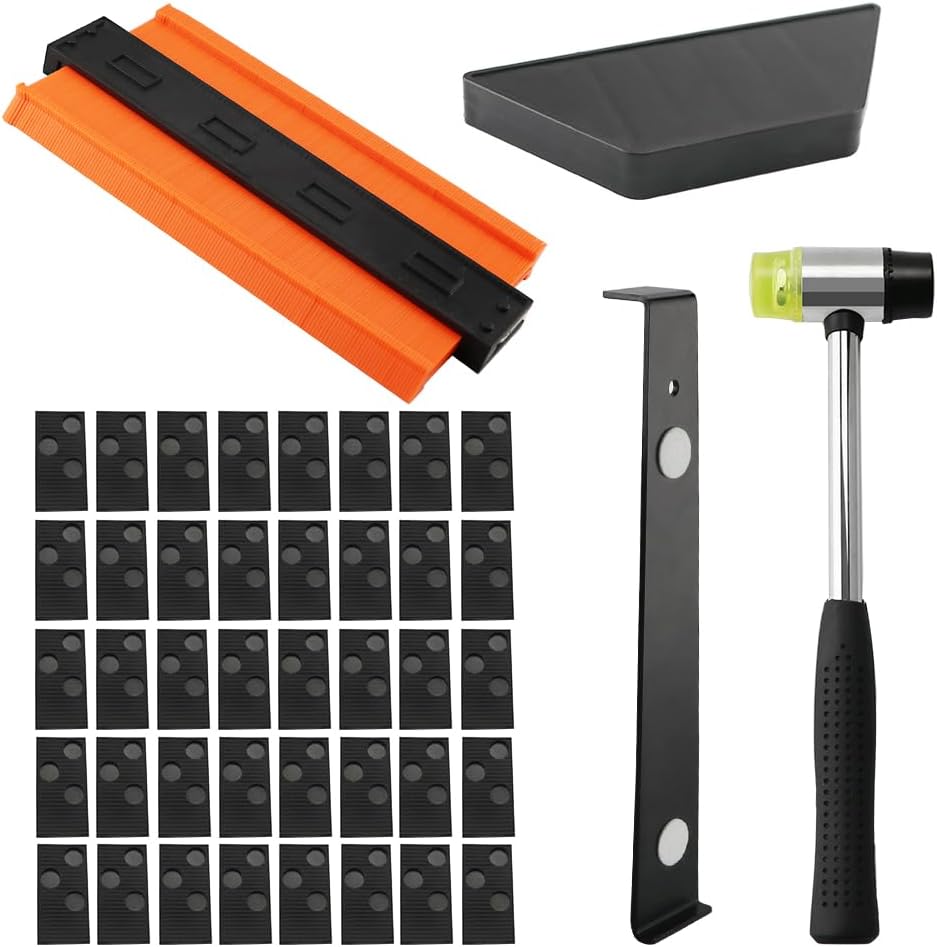 Laminate Flooring Installation Kit and Contour Gauge Profile Tool with Lock, wit...