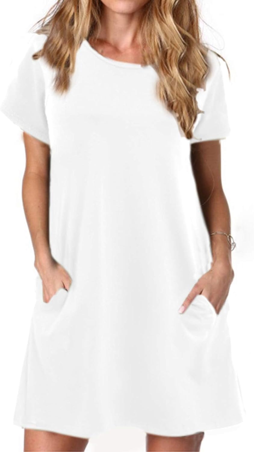 Alaster Women’s Casual Summer T Shirt Dress Loose Short Sleeve Tunic Dress with...