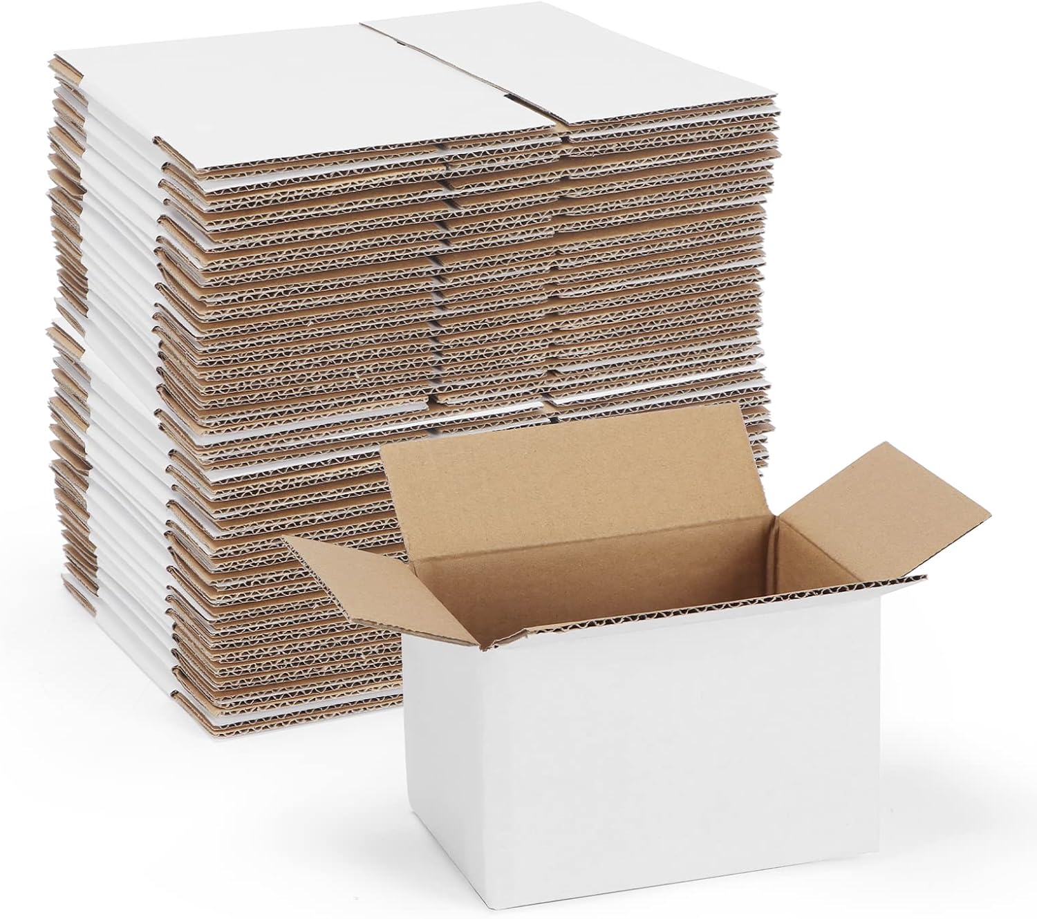 6x4x4 Shipping Boxes Set of 40, White Corrugated Cardboard Box for Small Busines...