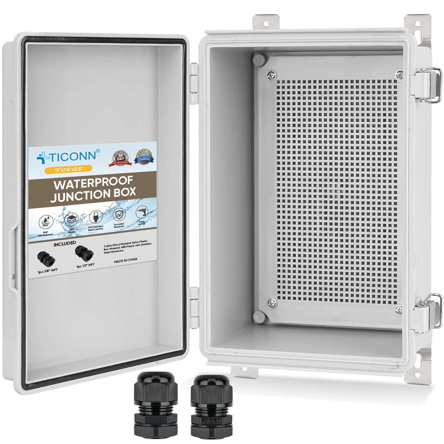 TICONN Waterproof Electrical Junction Box IP67 ABS Plastic Enclosure with Hinged...