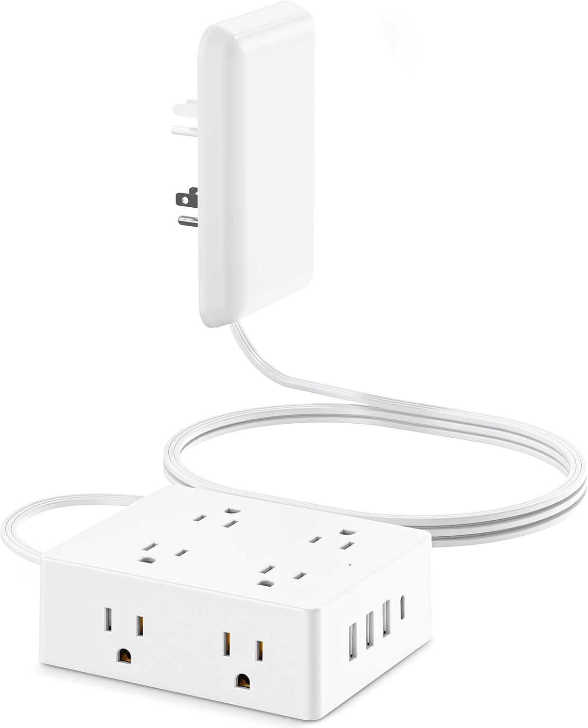 Flat Extension Cord with Outlet Cover, Olcorife Flat Plug Power Strip with 8 Out...