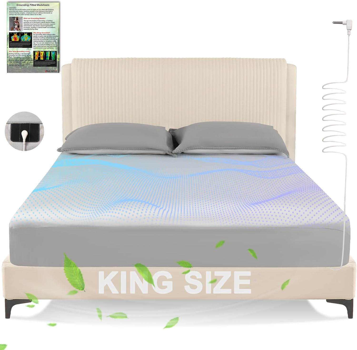 Grounding Sheets King Size, Earthing Grounded Fitted Bed Sheet 10% Pure Silver F...