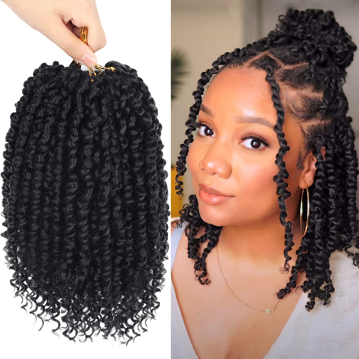 Bileaf 8 Packs Passion Twist Crochet Hair 10 Inch Pre-twisted Short Crochet Pass...