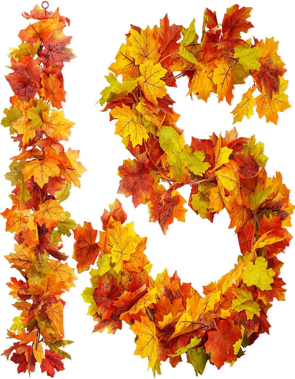 2 Pack Artificial Autumn Maple Leaves Vines Decorations, 5.9Ft/Piece Fall Leaf G...