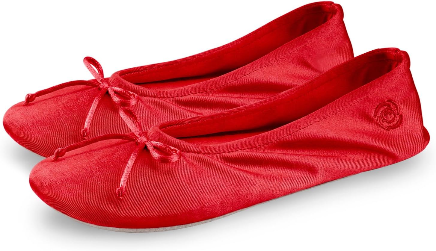 BCTEX COLL Women's Ballerina House Slippers with Bow, Ladies Satin Bedroom Slipp...