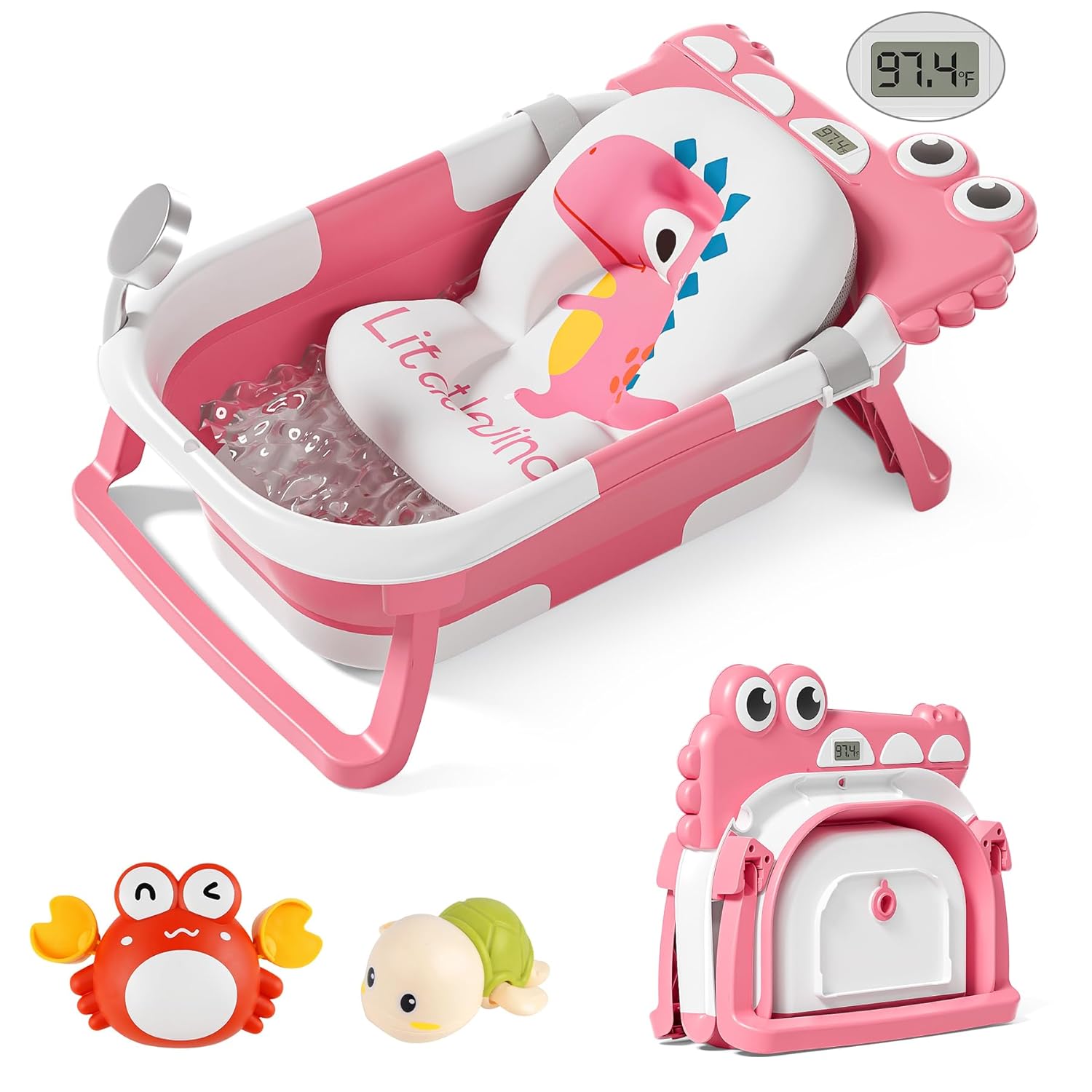 TPN Collapsible Baby Bathtub for Infants to Toddler with Real-time Temp Monitor+...