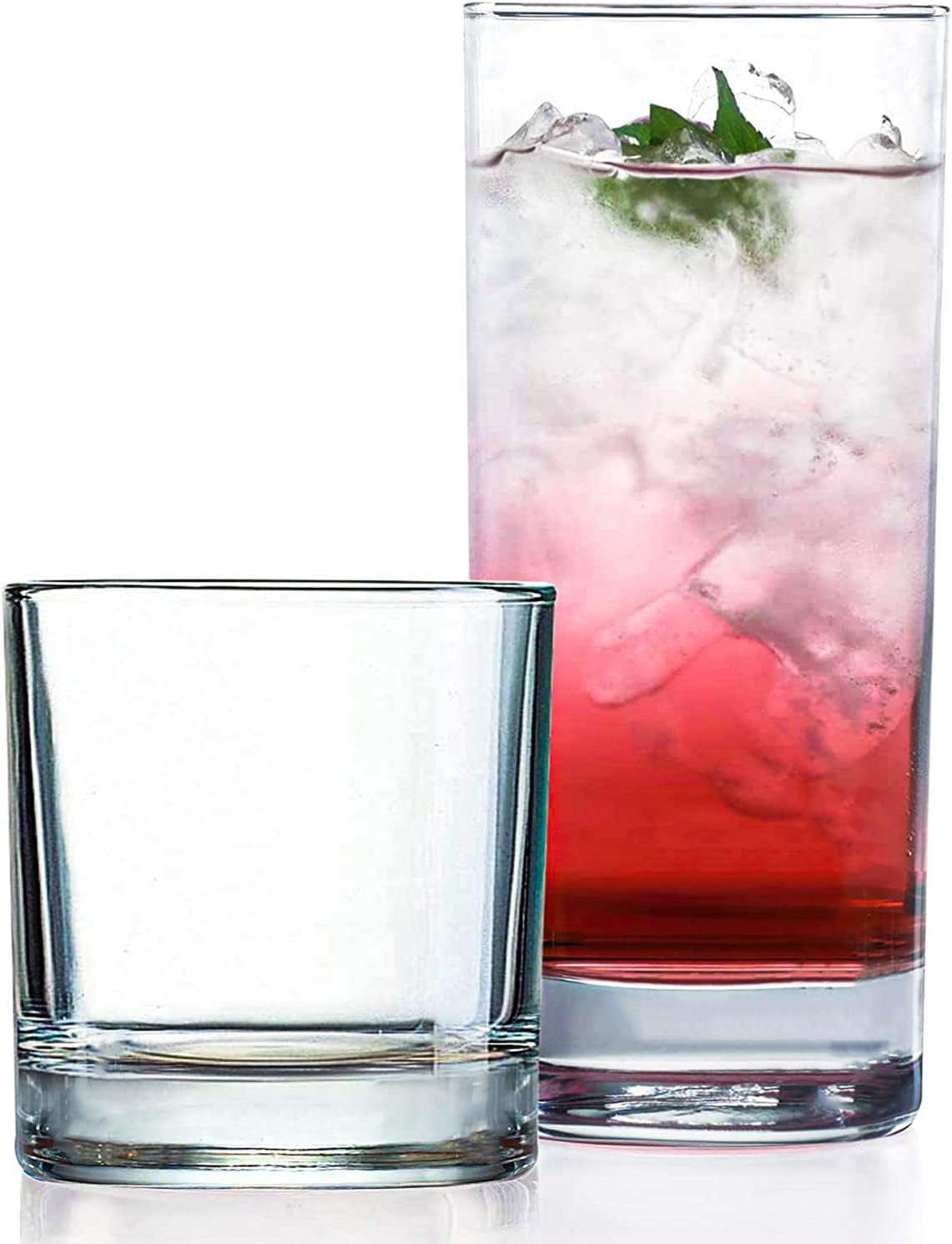 Everyday Drinking Glasses Set of 8 Drinkware Hurricane Glasses, Kitchen Glasses...