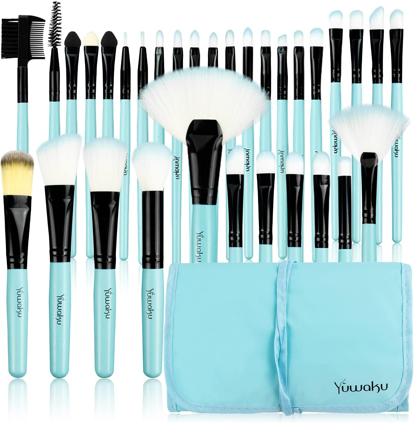 Makeup Brushes Set, 32pcs Blue Premium Cosmetic Make Up Brushes Foundation Blend...