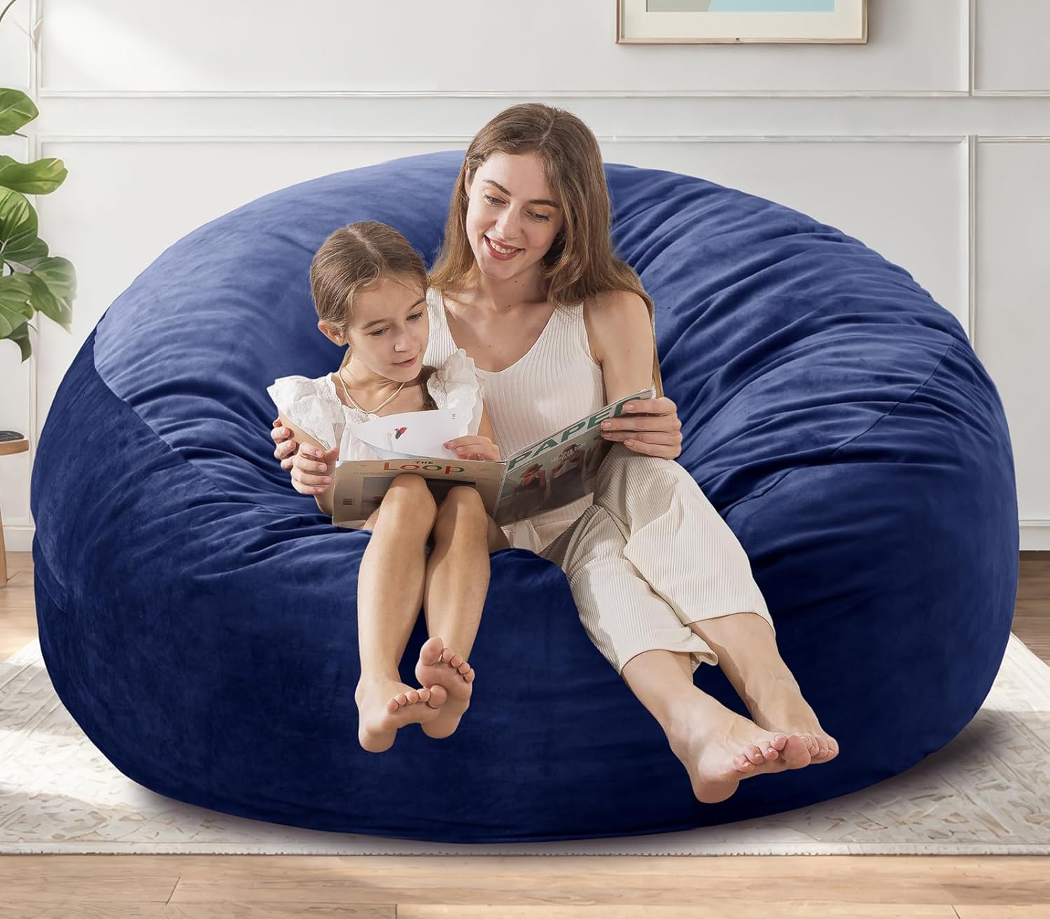 Large Bean Bag Chair for Adults/Kids with Filling, 3 ft Memory Foam Bean Bag Cha...