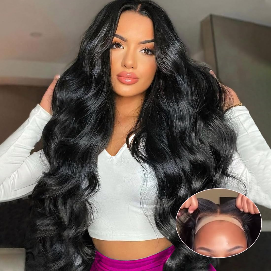 YUTU 5x5 HD Lace Closure Wigs Human Hair 24 Inch PPB Glueless Wigs Human Hair Pr...