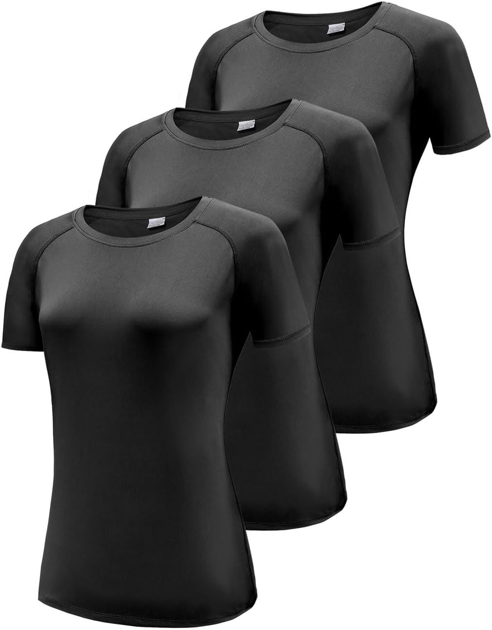 Boyzn Women's 3 Pack Short/Long Sleeve Workout Running Shirts, UPF 50+ Sun Prote...