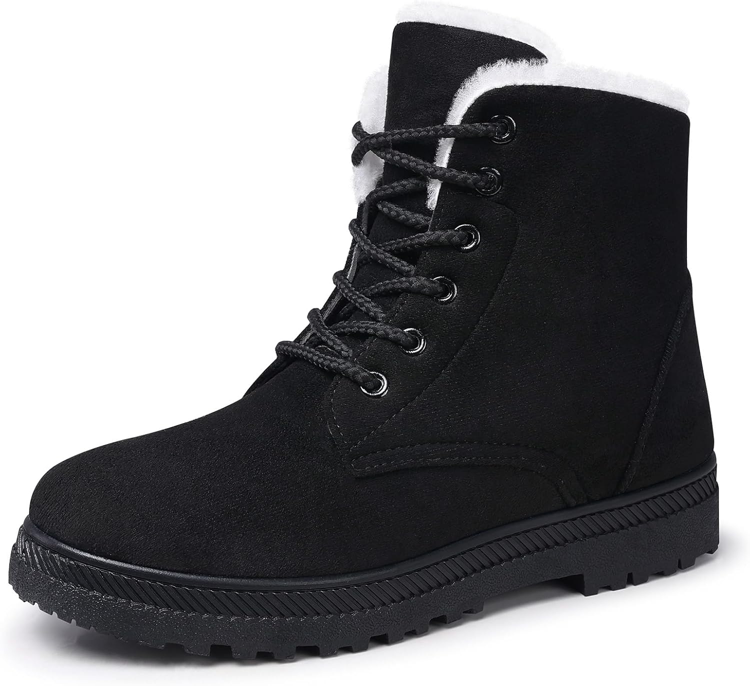 SHIBEVER Winter Snow Boots for Women: Warm Fur Lined Ankle Boots Comfortable Sue...
