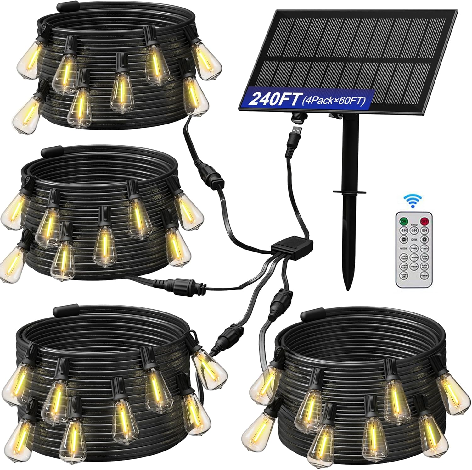 Stright Solar Powered String Light 240FT with Remote Control 8 Light Modes, Weat...