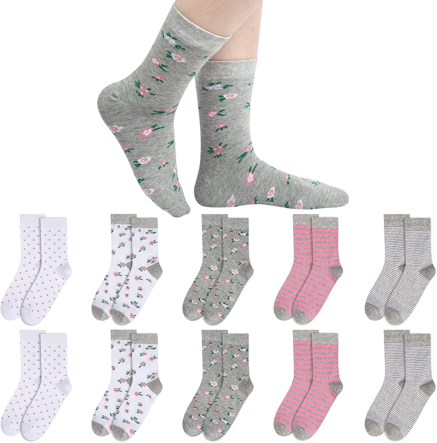 Chalier 10 Pairs Womens Socks, Special Cotton Soft Ladies Socks with Patterned S...