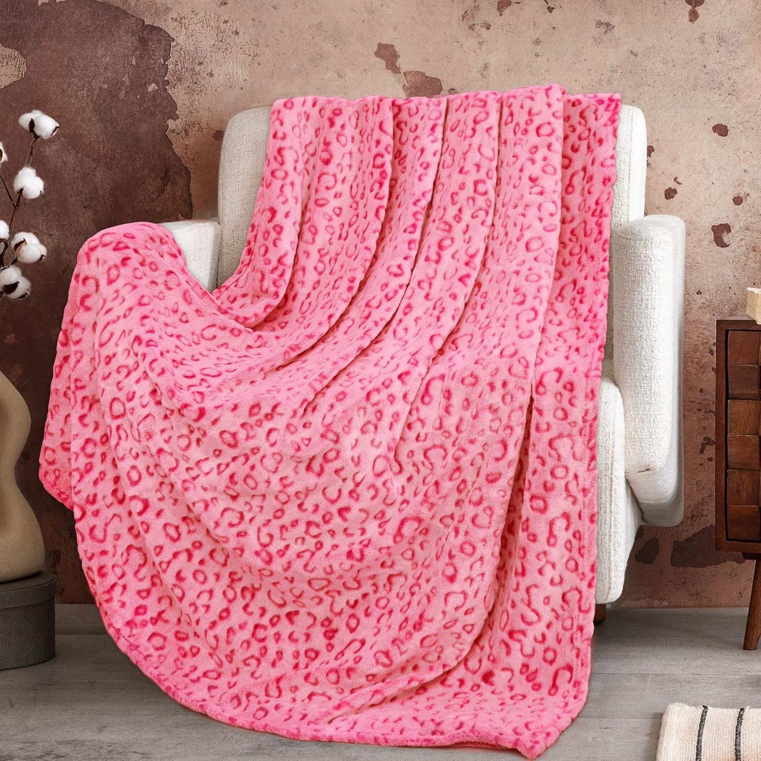 ZHIKU Blanket Pink Throw Soft Fleece Blankets Throw Blanket Lightweight 50"×60"...