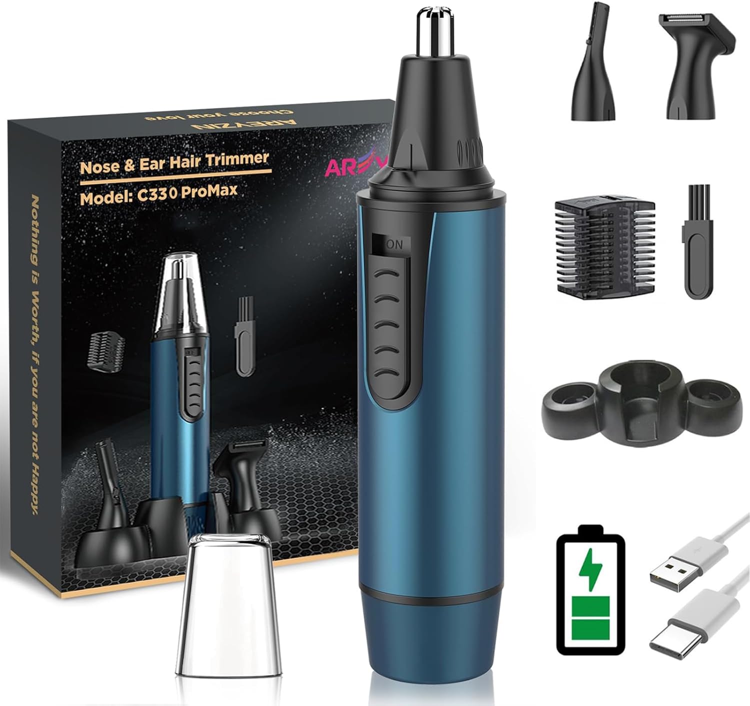 AREYZIN Ear and Nose Hair Trimmer for Men and Women Professional USB Rechargeabl...