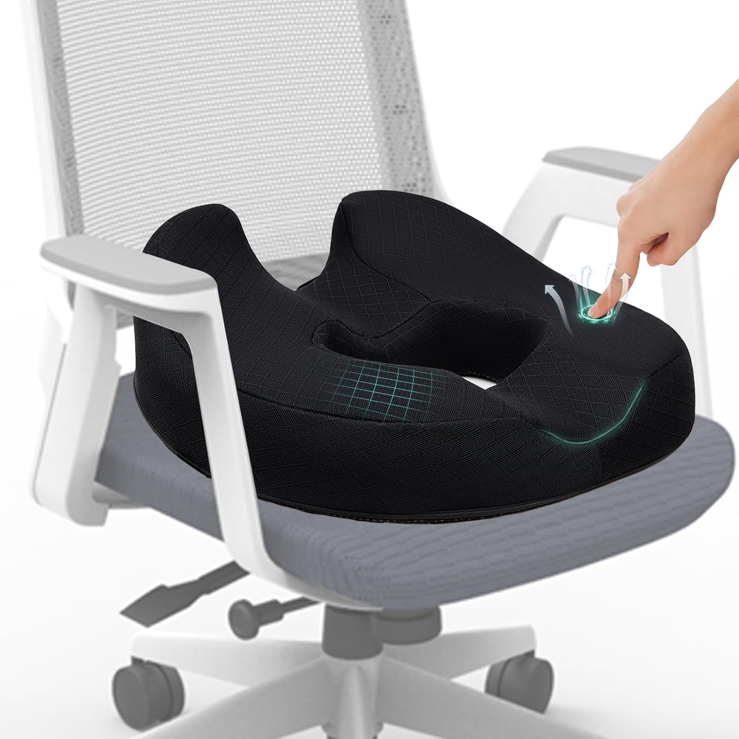 ZHOOGE Donut Pillow Chair Seat Cushion, Memory Foam Firm Coccyx Pad Donut Cushio...