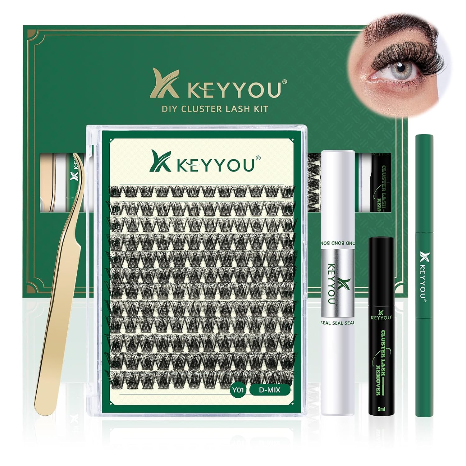 DIY Lash Extension Kit KEYYOU 144pcs Lash Clusters Eyelash Extension Kit with Ma...
