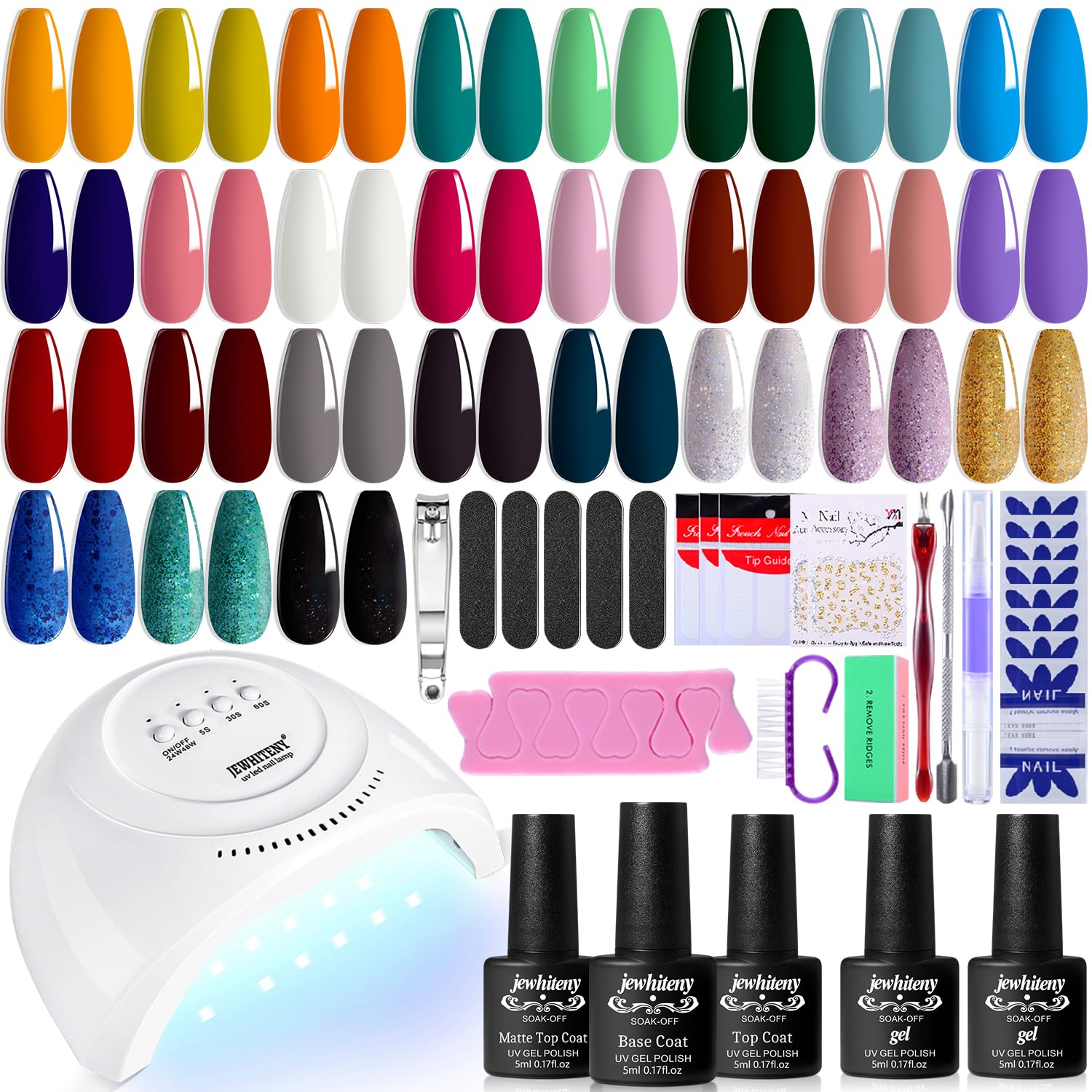 27 Colors Gel Nail Polish Kit with U V Light, 120W U V LED Nail Dryer Lamp Curin...