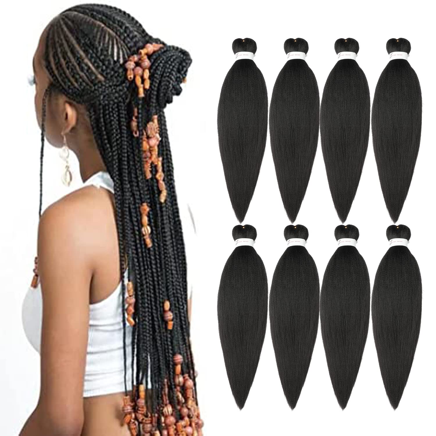 Ubeleco Pre-stretched Braiding Hair, Special Professional Synthetic Hair with Ho...