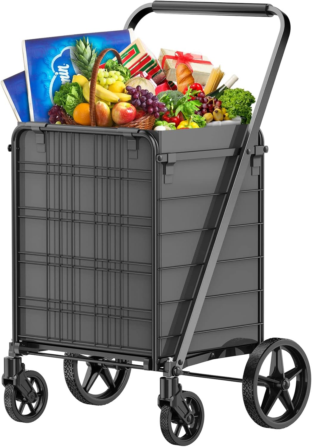 [2024 Upgrade] Large Shopping Cart for Groceries, 280 lbs Heavy Duty Grocery Car...