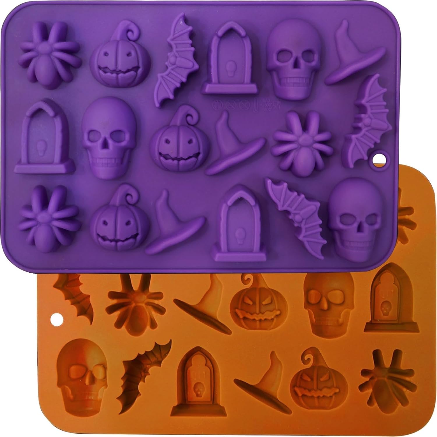 HKNMTT Halloween Molds Silicone for Chocolate 2 Pack, 3D Halloween Chocolate Can...