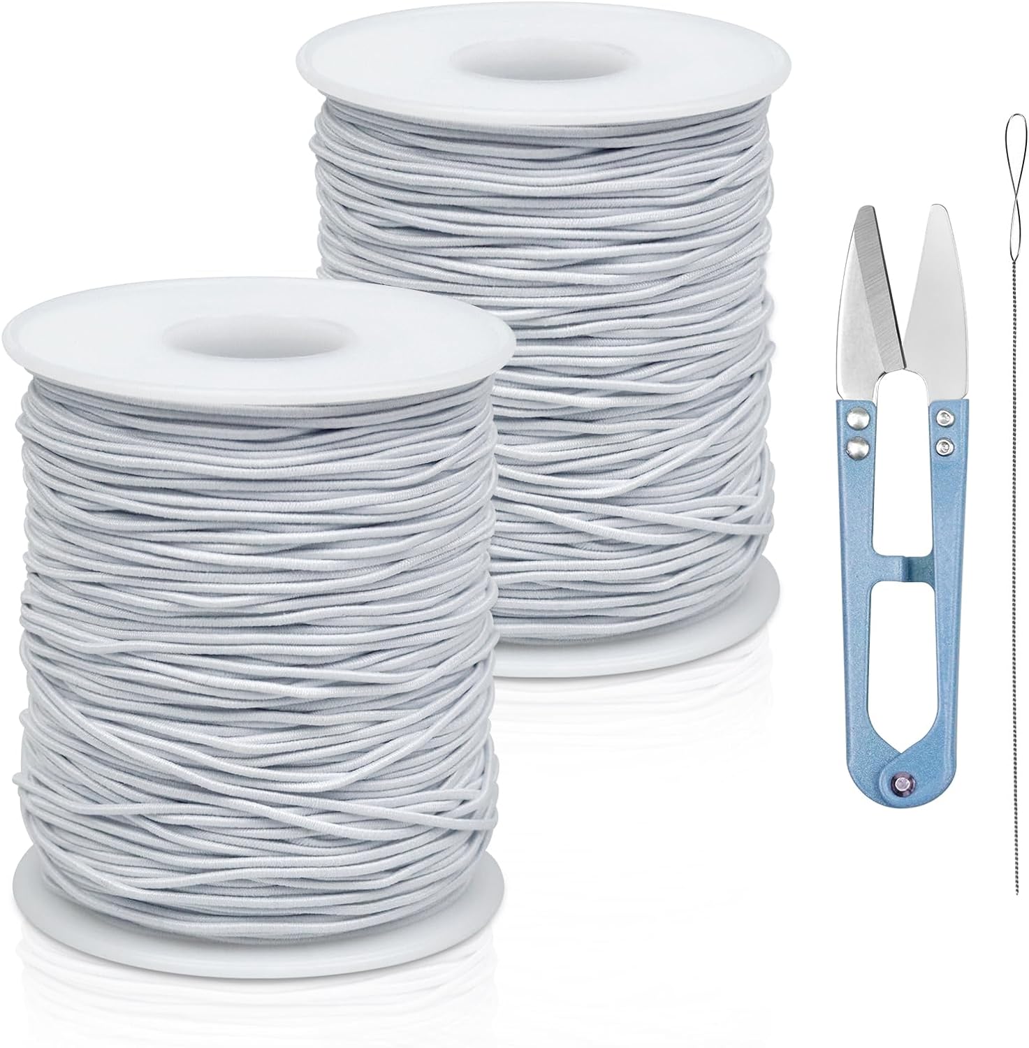 2 Rolls FIVEIZERO White Elastic Bracelet String Total 330 Feet,1mm,1.2mm,1.5mm E...