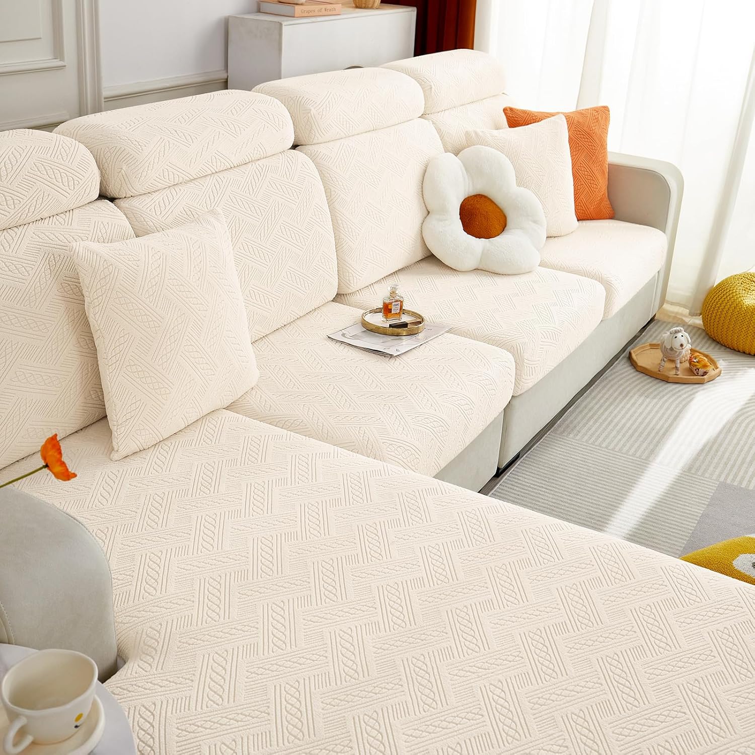 hyha Individual Couch Cushion Covers, Stretch Sofa/Couch Seat Cushion Covers, Ma...