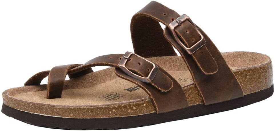 CUSHIONAIRE Women's Luna Cork Footbed Sandal With +Comfort 12 Brown Oily