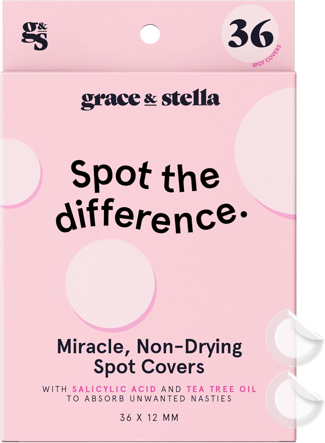 grace & stella Invisible Pimple Patches (Round, 36 Count) - Hydrocolloid Patches...