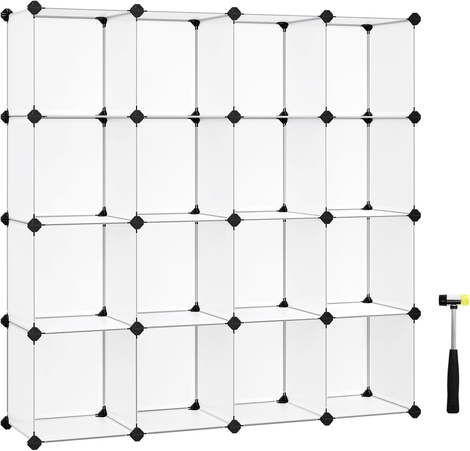 SONGMICS Cube Storage Organizer, Set of 16 Plastic Cubes, Book Shelf, Closet Org...